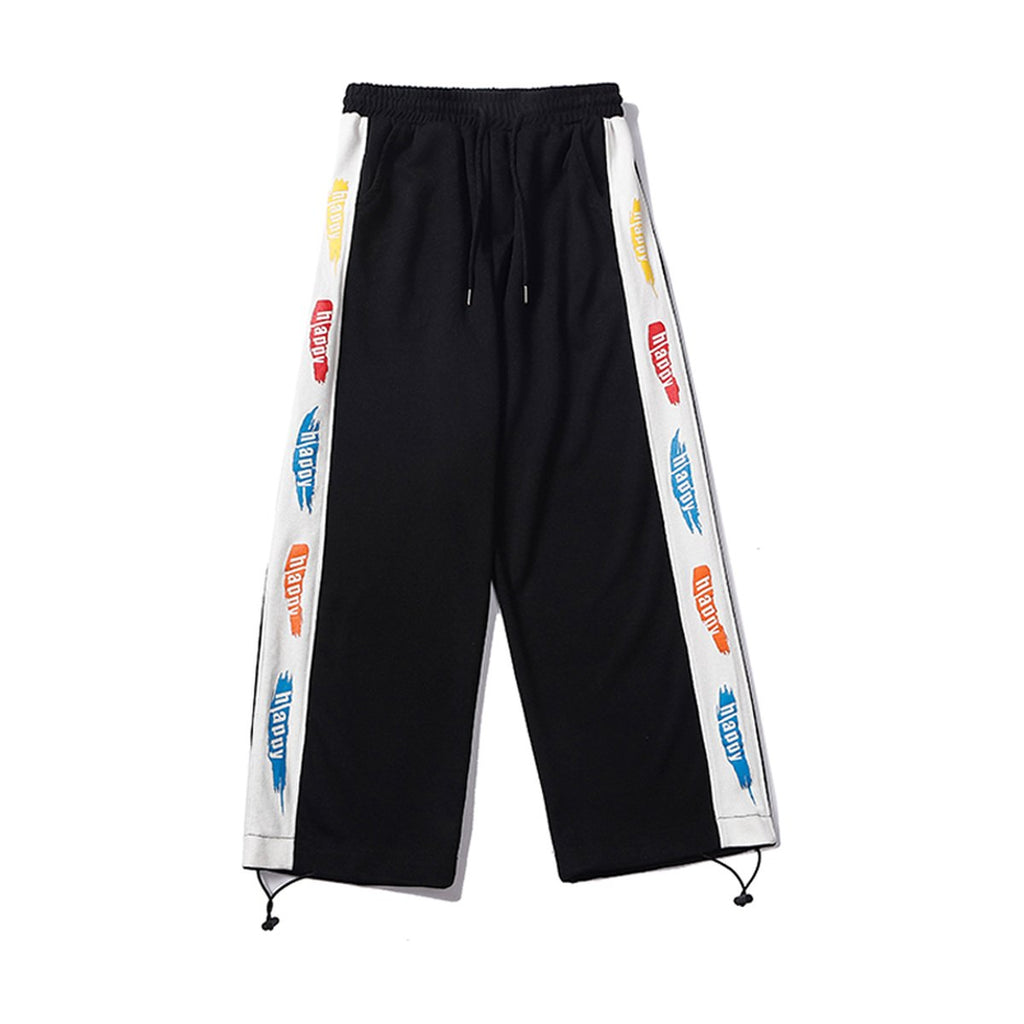 Women's Printed Trousers Drawstring Loose Straight-waist