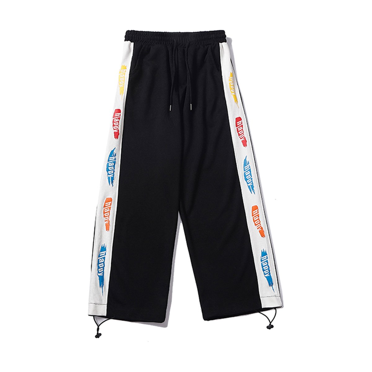 Women's Printed Trousers Drawstring Loose Straight-waist