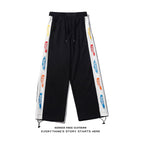 Women's Printed Trousers Drawstring Loose Straight-waist