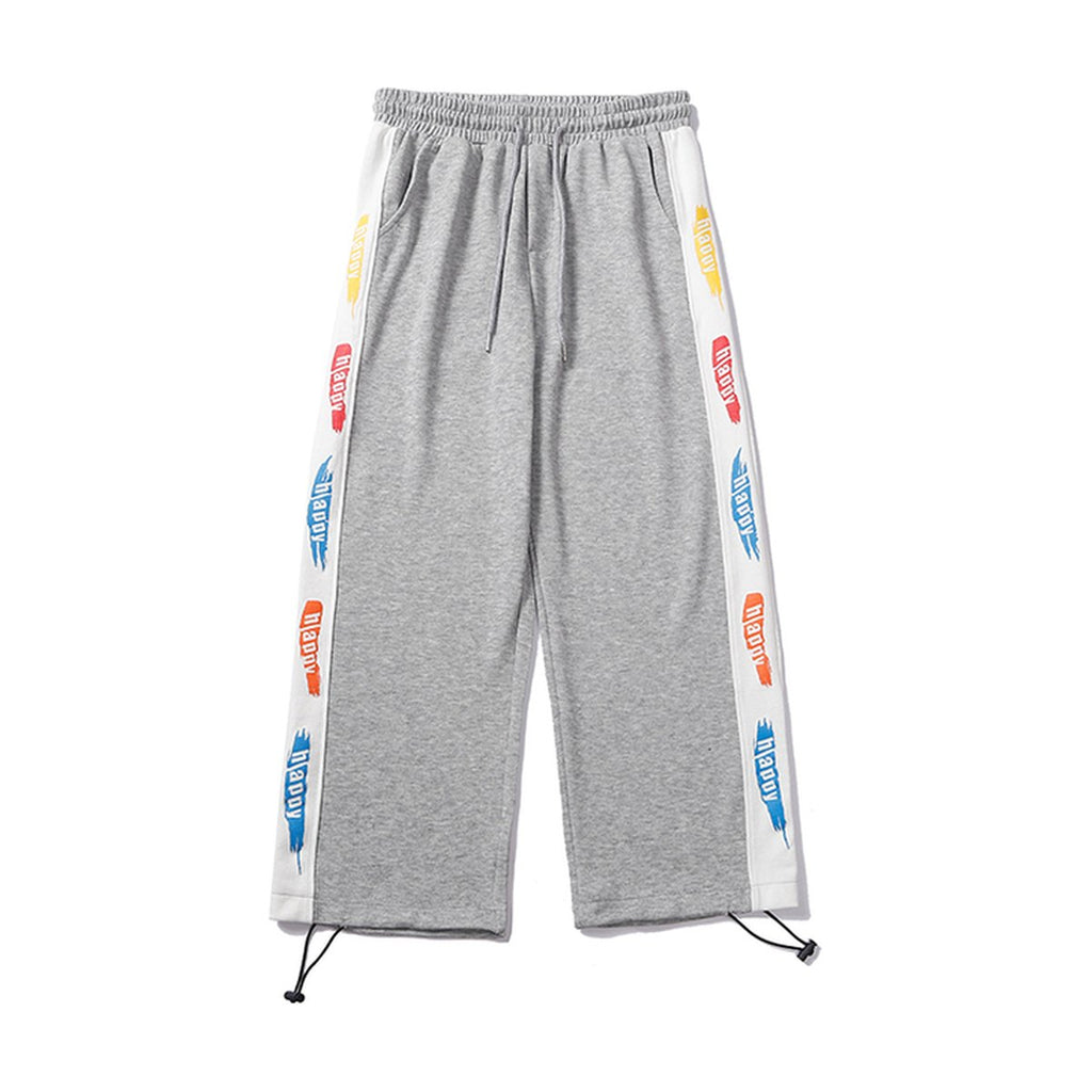 Women's Printed Trousers Drawstring Loose Straight-waist