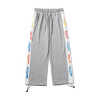 Women's Printed Trousers Drawstring Loose Straight-waist