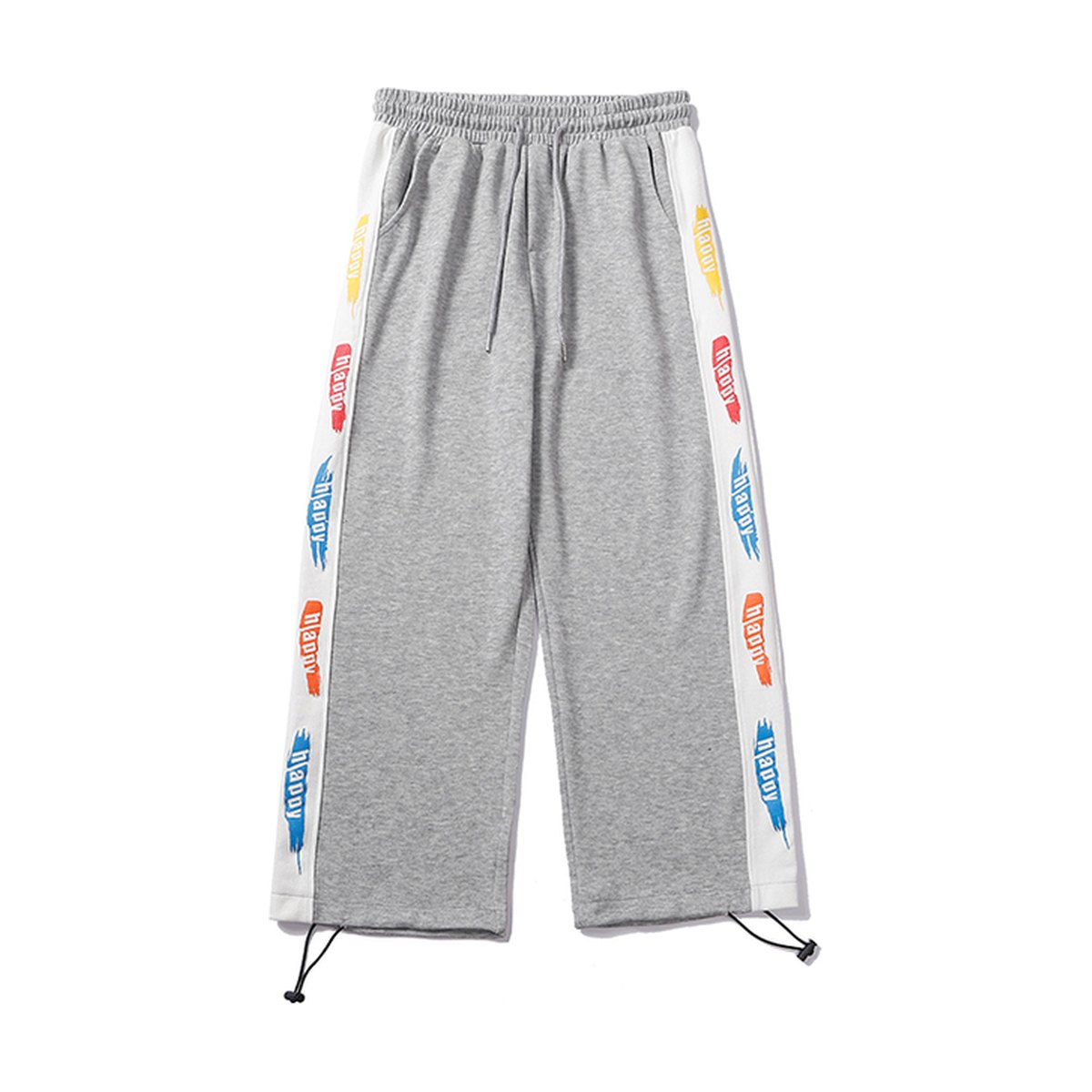 Women's Printed Trousers Drawstring Loose Straight-waist