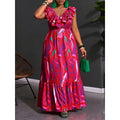 Women's Printed V-neck Midi Dress