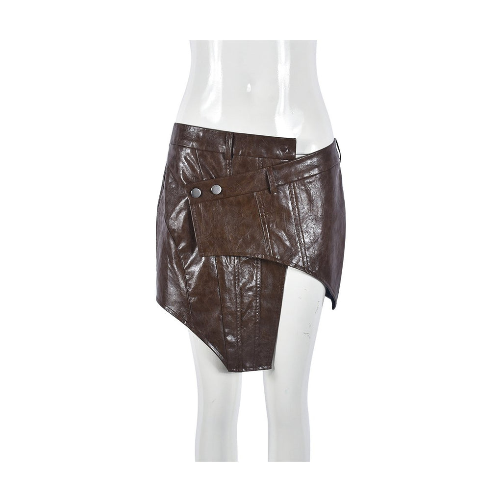 Women's PU Leather Skirt Wrapped