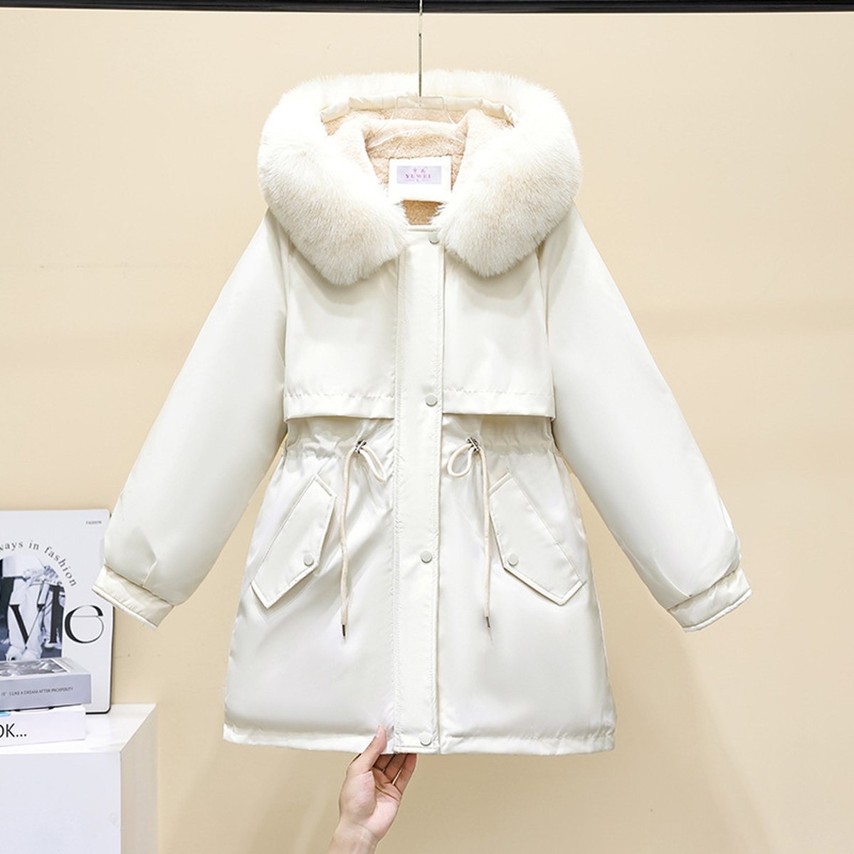 Women's Puffer Jacket Fleece-lined Cotton Padding