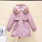 Women's Puffer Jacket Fleece-lined Cotton Padding