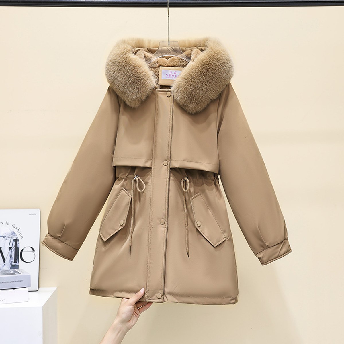 Women's Puffer Jacket Fleece-lined Cotton Padding