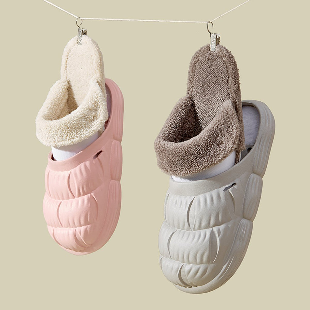 Women's Removable Fluffy Shoes Warm Fuzzy Slippers Waterproof