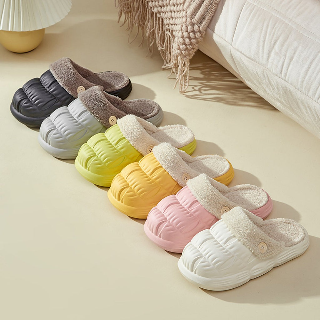 Women's Removable Fluffy Shoes Warm Fuzzy Slippers Waterproof