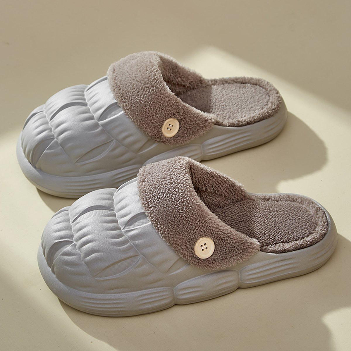 Women's Removable Fluffy Shoes Warm Fuzzy Slippers Waterproof
