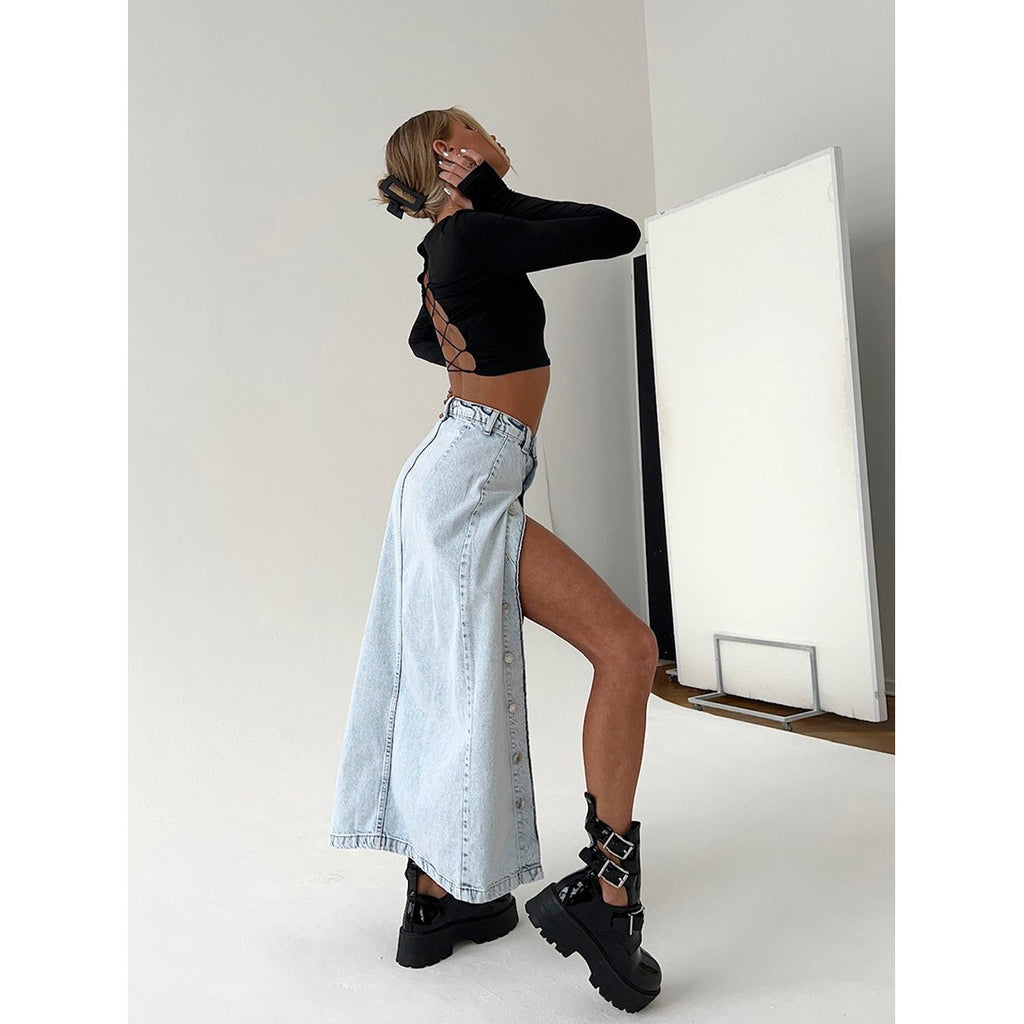 Women's Retro Design Denim Skirt