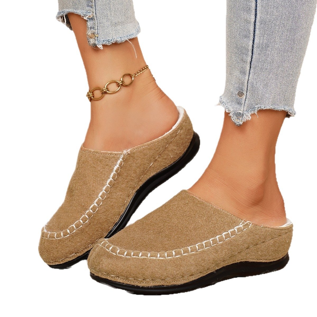 Women's Retro Forest- Thick-soled Closed-toe Mules