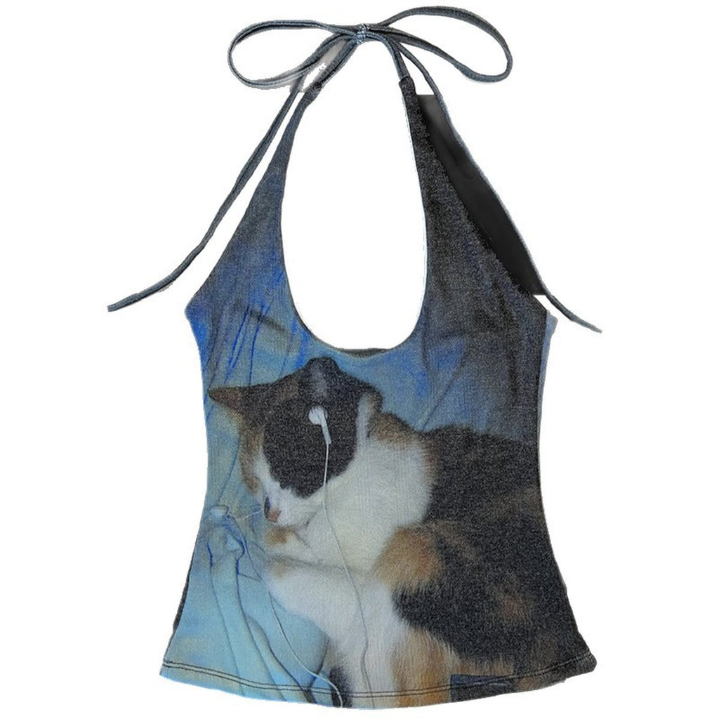 Women's Retro Lace-up Backless Tank Top