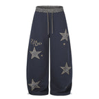 Women's Retro Leopard Print Star Patch Embroidered Sweatpants