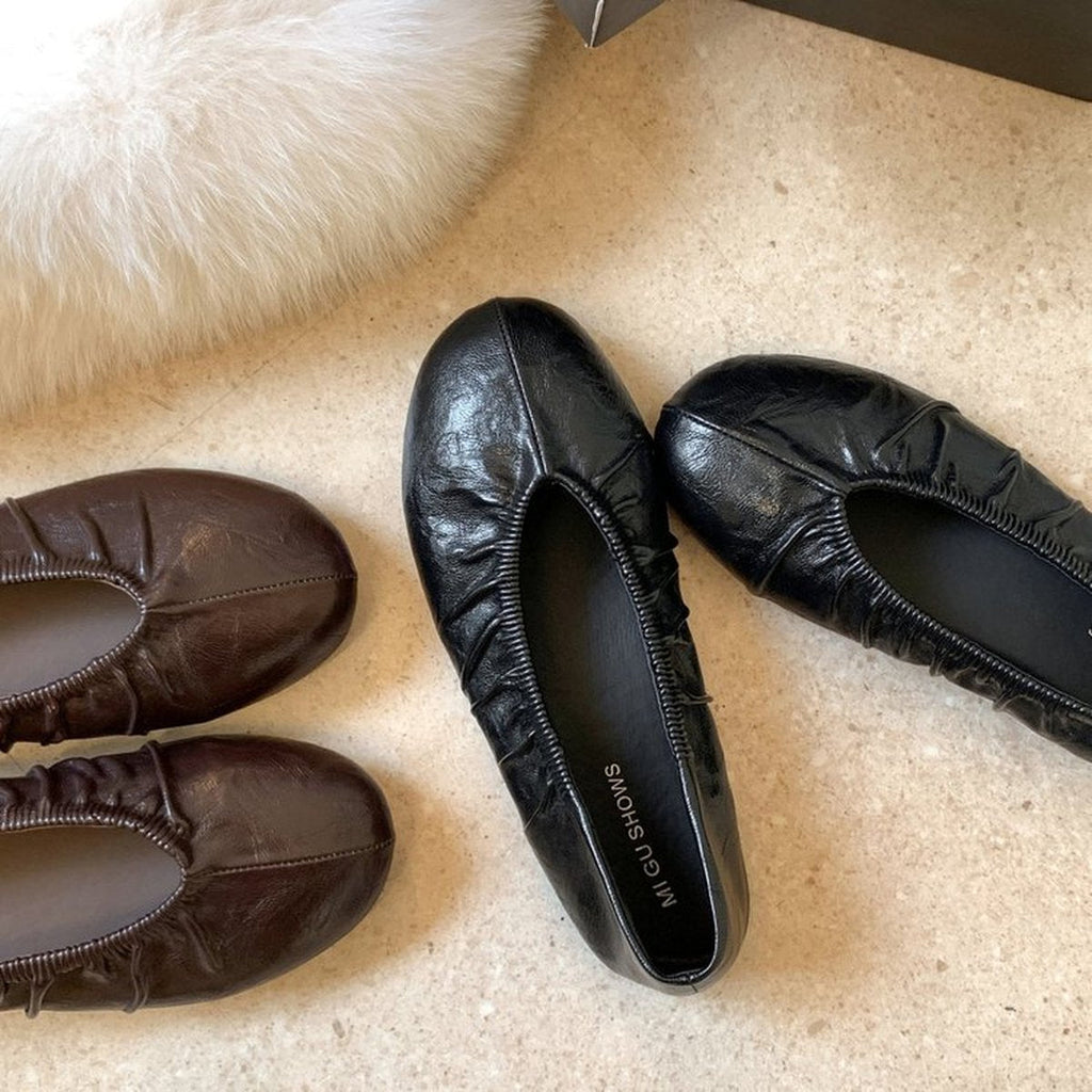 Women's Retro- Pleated Ballet Flats