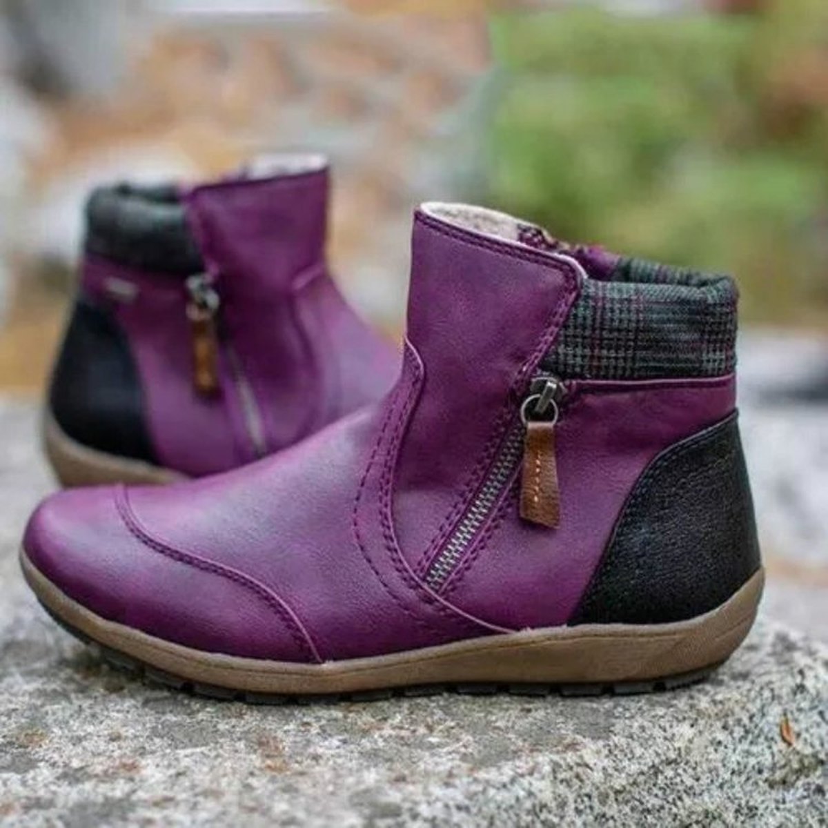 Women's Retro Side Zip Ankle Boots