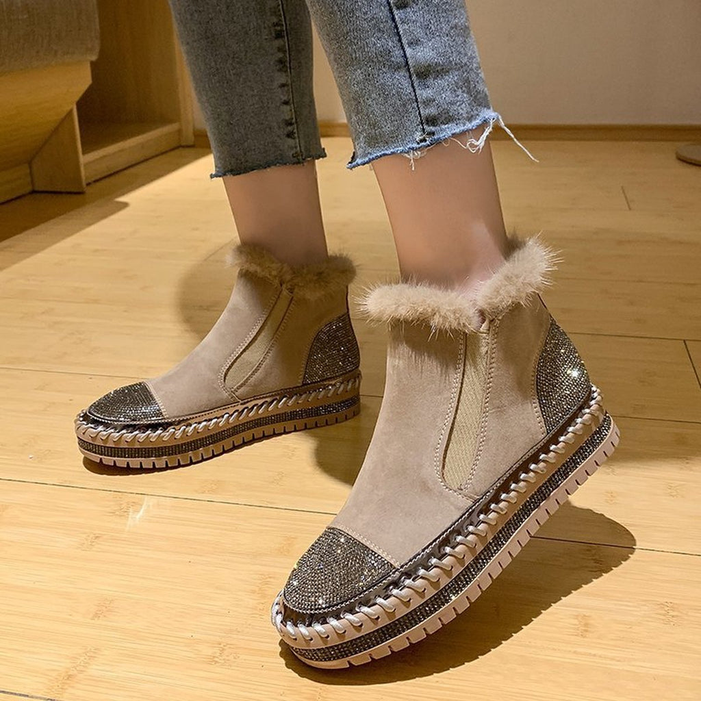 Women's Rhinestone Ankle Boots Platform Shoes Boot