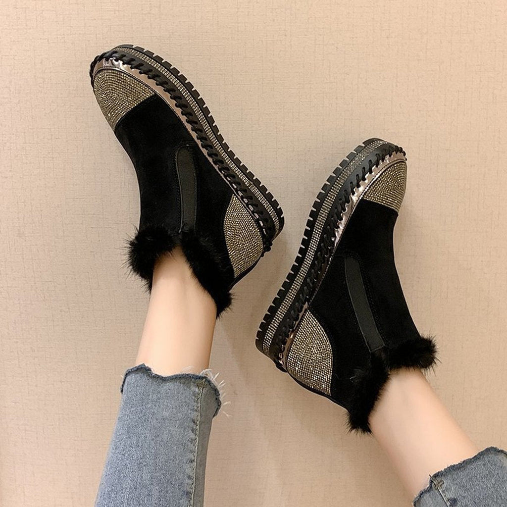 Women's Rhinestone Ankle Boots Platform Shoes Boot