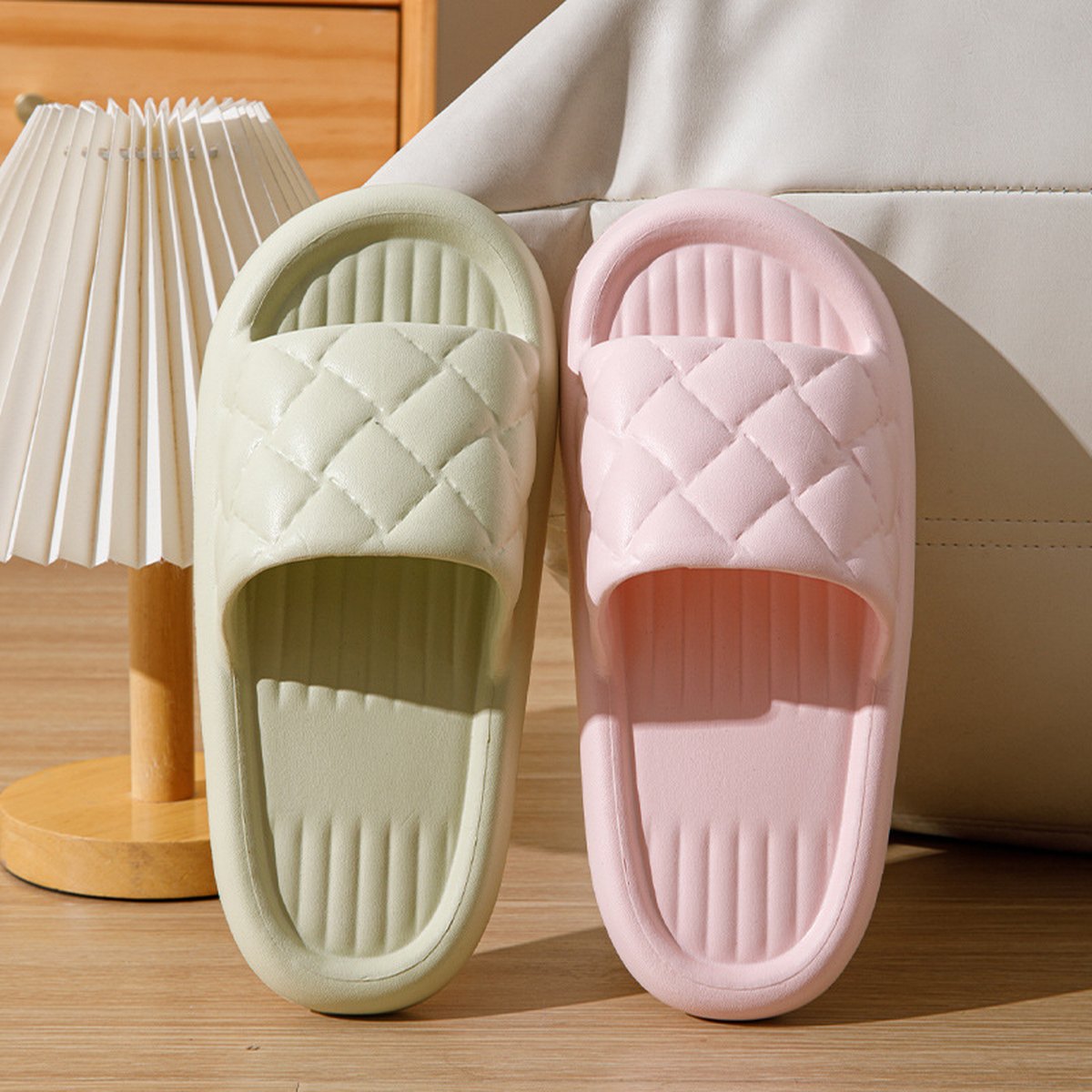 Women's Rhombus Home Slippers Non-slip Floor Bathroom Slipper
