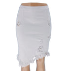 Women's Ripped Bag Hip Skirt Denim