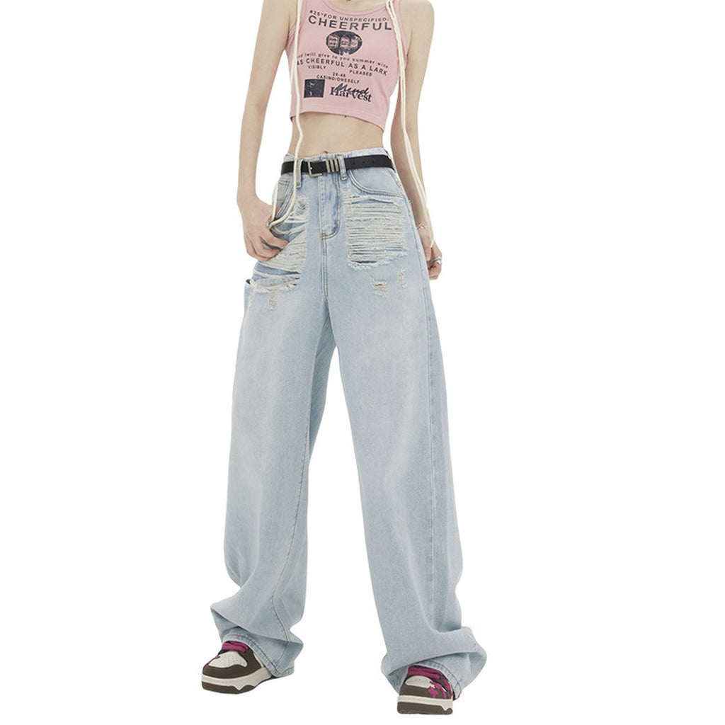 Women's Ripped Wide Jeans
