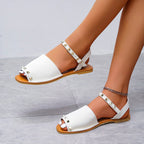 Women's Rivet Sandals Fish Mouth Shoes Flat Beach