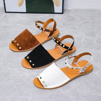 Women's Rivet Sandals Fish Mouth Shoes Flat Beach