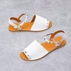 Women's Rivet Sandals Fish Mouth Shoes Flat Beach