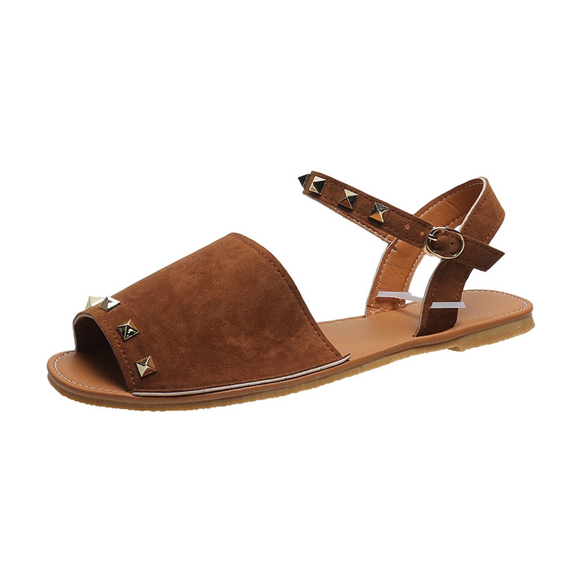 Women's Rivet Sandals Fish Mouth Shoes Flat Beach