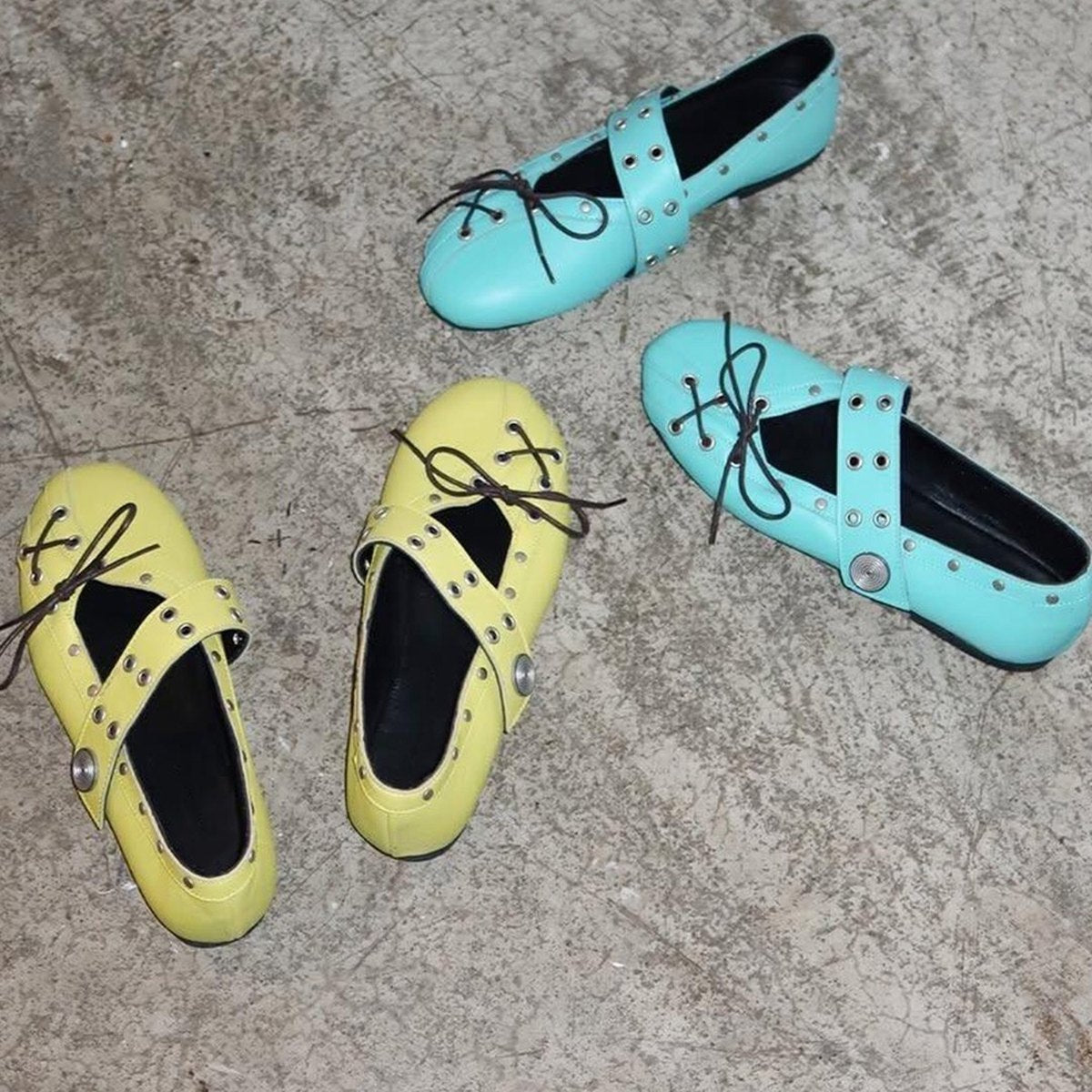 Women's Rivet-strap Ballet Flats Flat-soled Round-toe Mary Jane