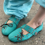 Women's Rivet-strap Ballet Flats Flat-soled Round-toe Mary Jane