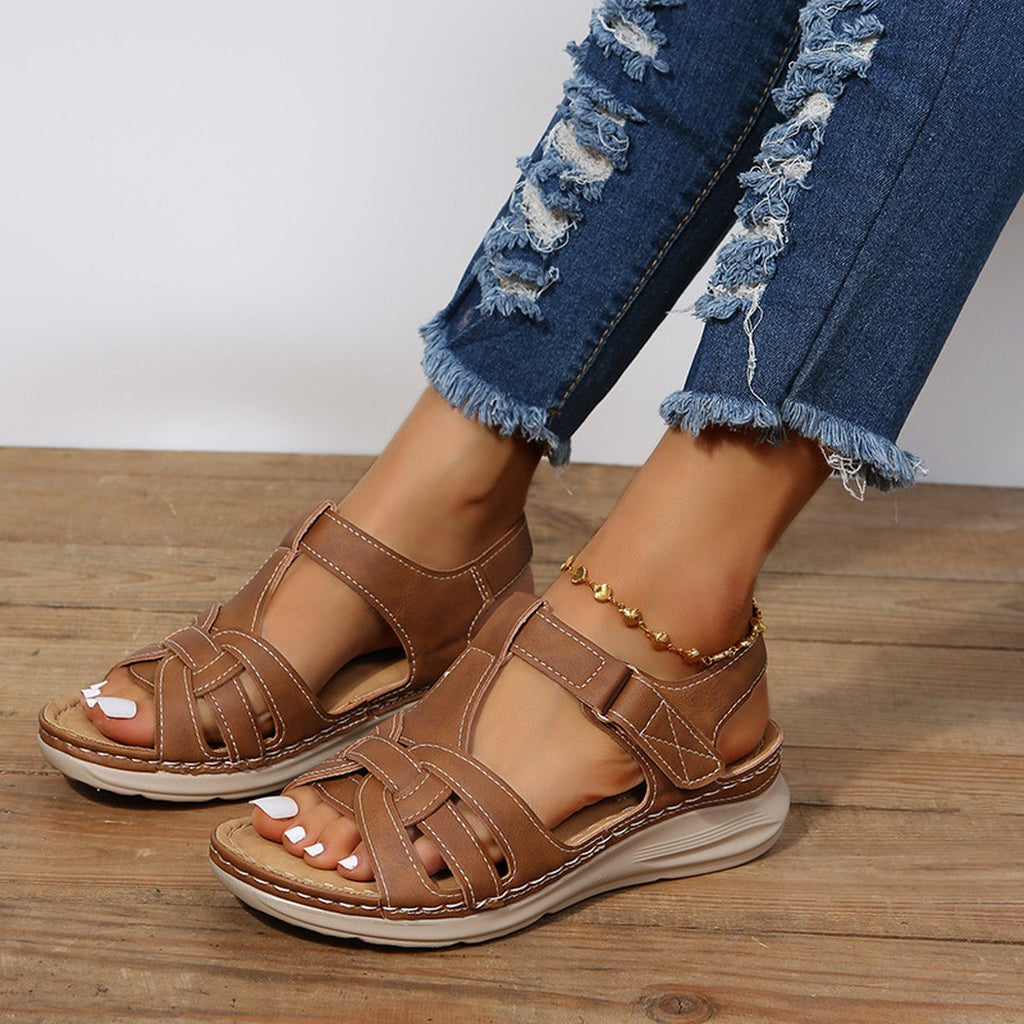 Women's Roman Shoes Velcro Ankle Srap Sandals Platform