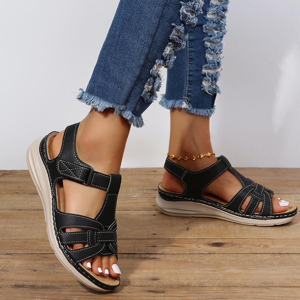 Women's Roman Shoes Velcro Ankle Srap Sandals Platform