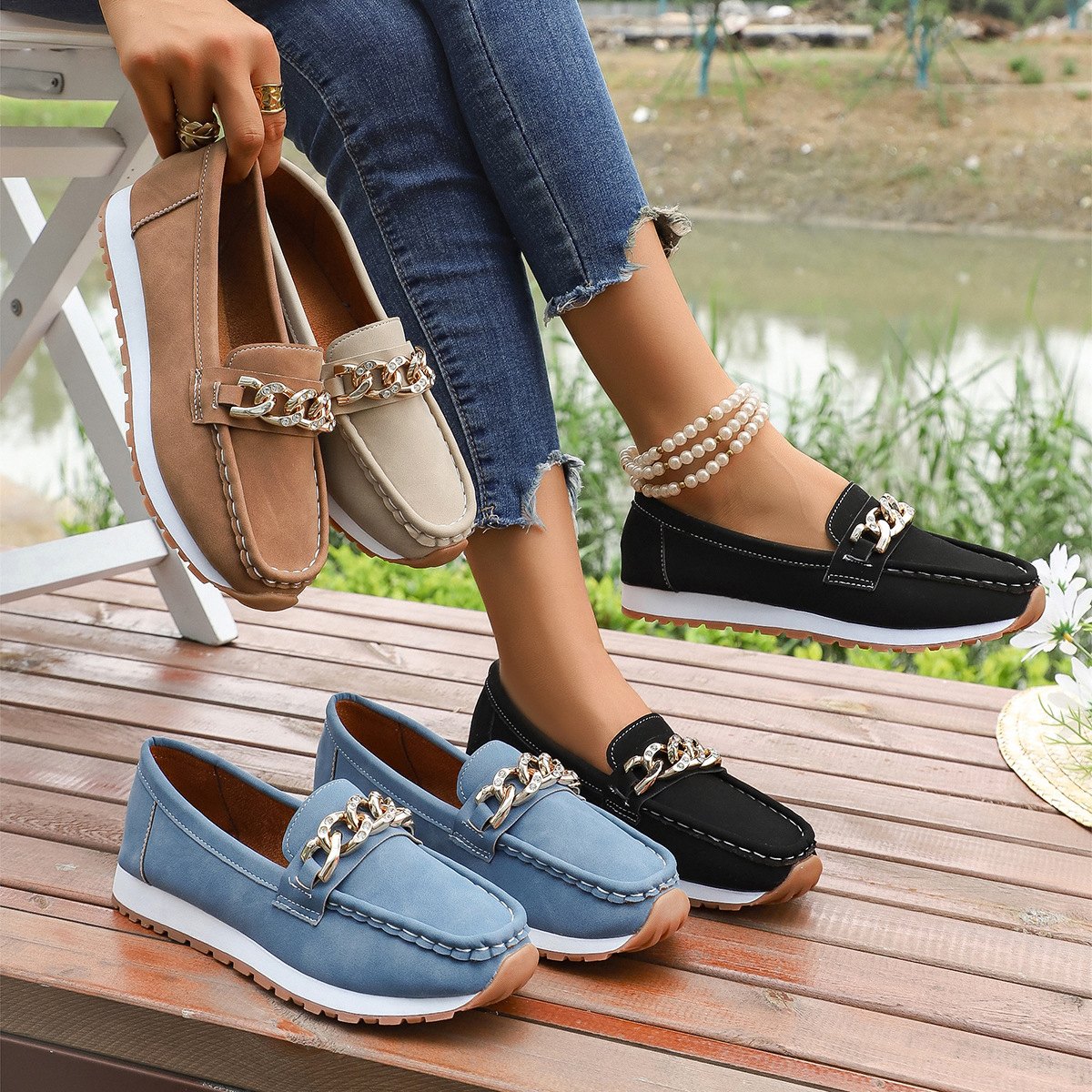 Women's Round-toe Platform Casual Large-size Loafers
