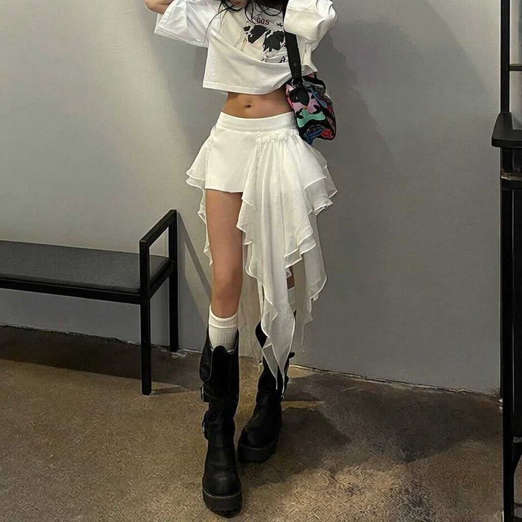 Women's Ruffled Asymmetrical Skirt