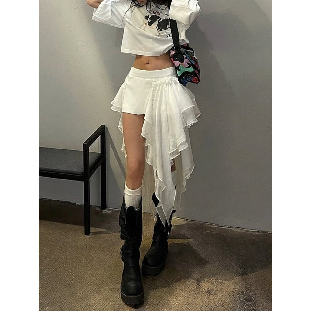 Women's Ruffled Asymmetrical Skirt