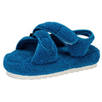 Women's Sandals Cross-strap Plush Flat Shoes