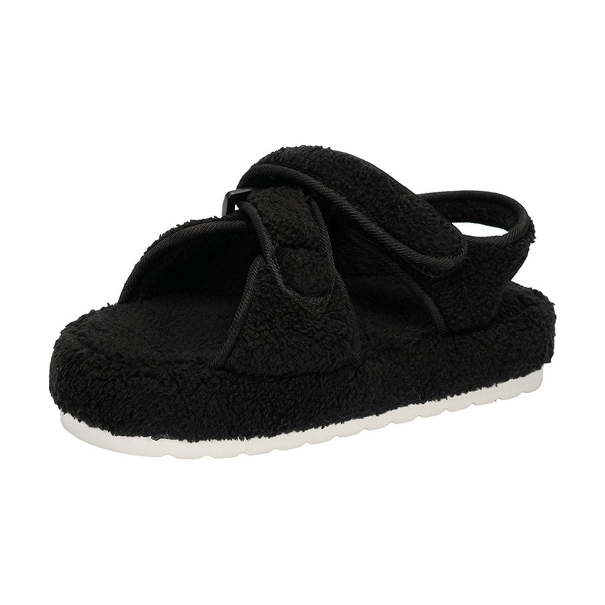 Women's Sandals Cross-strap Plush Flat Shoes
