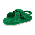 Women's Sandals Cross-strap Plush Flat Shoes