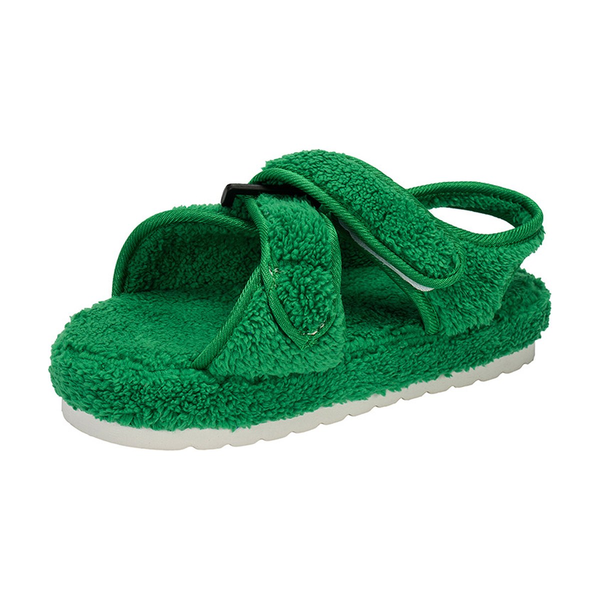 Women's Sandals Cross-strap Plush Flat Shoes