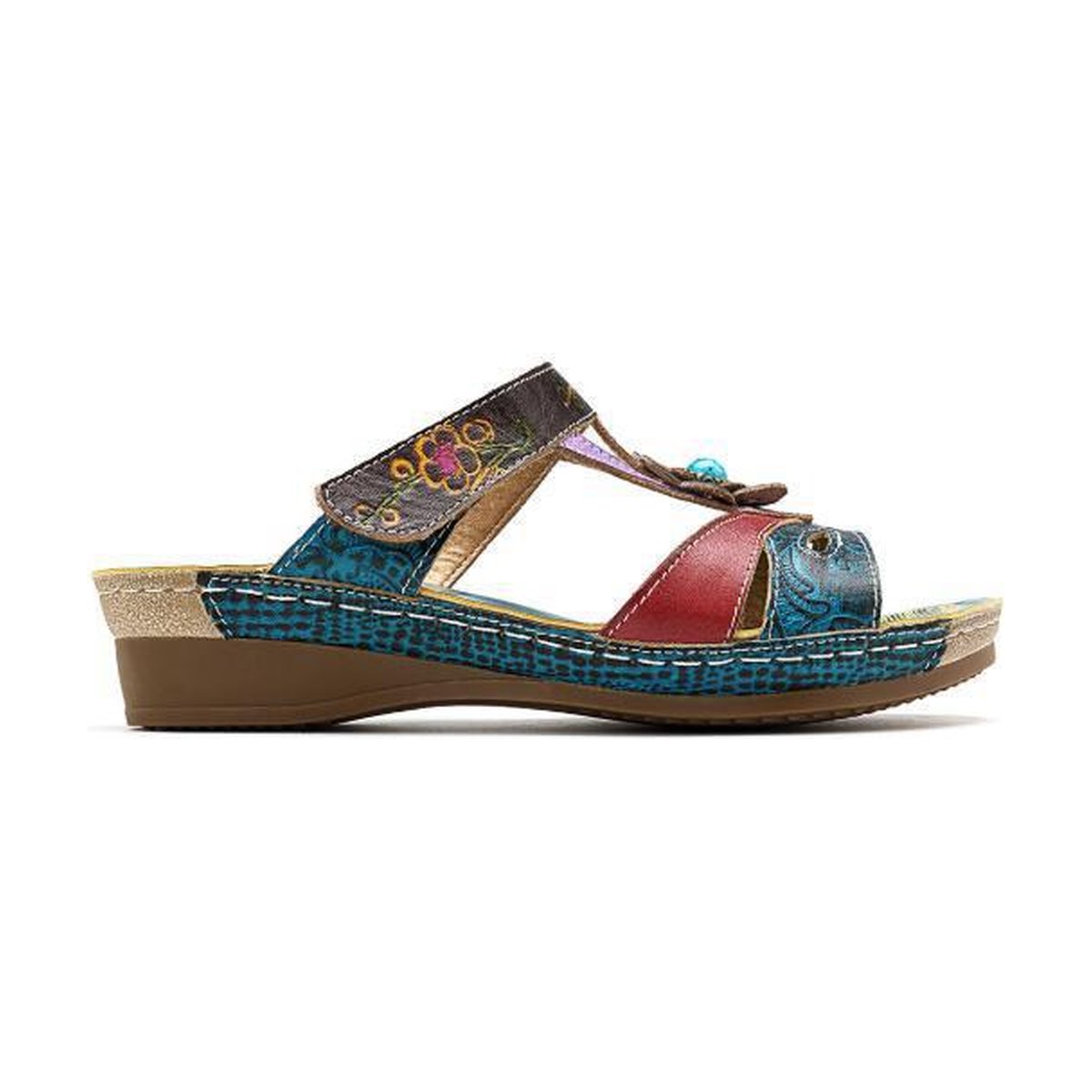 Women's Sandals Heeled Slippers Ethnic Flower Shoes