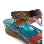 Women's Sandals Heeled Slippers Ethnic Flower Shoes