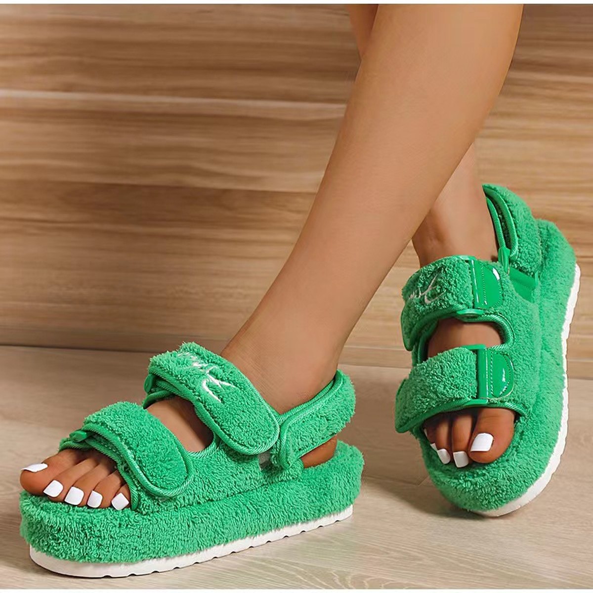 Women's Sandals Velcro Plush Shoes Rome Platform High