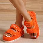 Women's Sandals Velcro Plush Shoes Rome Platform High