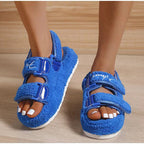 Women's Sandals Velcro Plush Shoes Rome Platform High