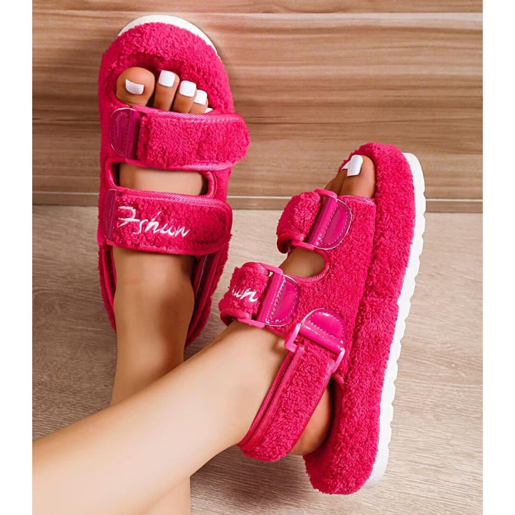 Women's Sandals Velcro Plush Shoes Rome Platform High