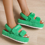 Women's Sandals Velcro Plush Shoes Rome Platform High