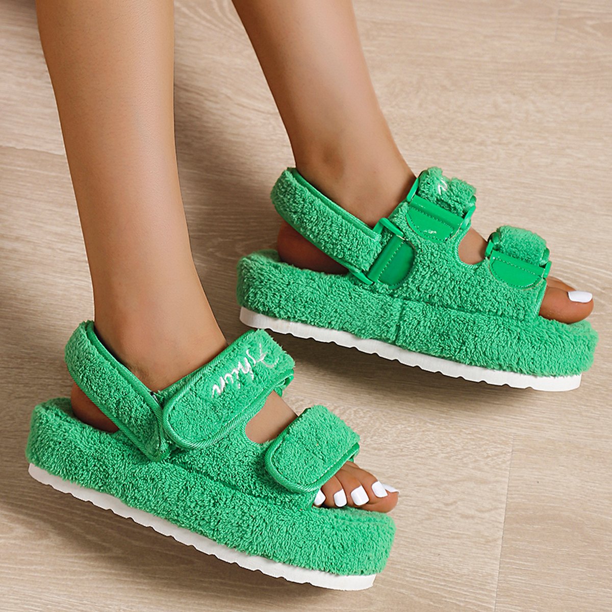 Women's Sandals Velcro Plush Shoes Rome Platform High