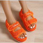 Women's Sandals Velcro Plush Shoes Rome Platform High