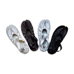 Women's Satin Colorblock Open-toe Stretch Cross-strap Flat Ballet
